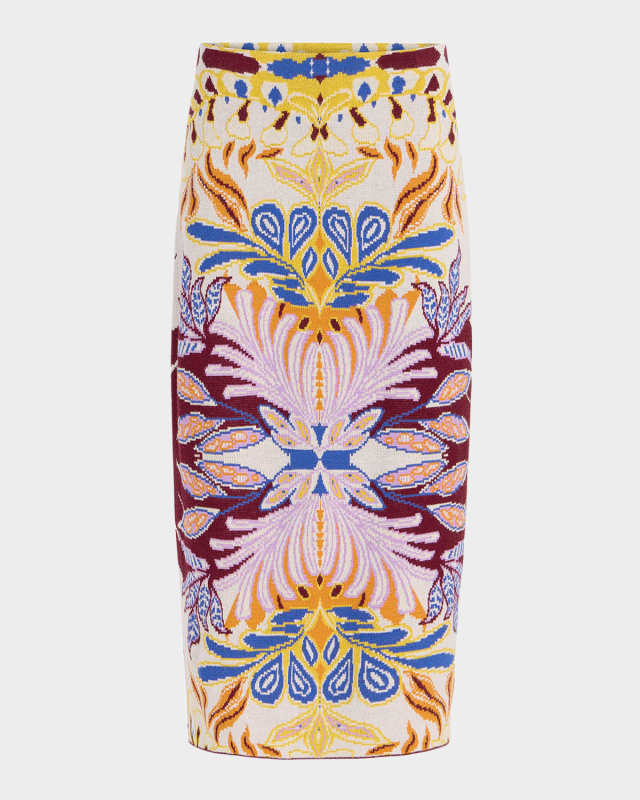 Janis Straight Jacquard-Knit Midi Skirt